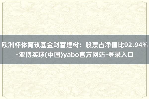 欧洲杯体育该基金财富建树：股票占净值比92.94%-亚博买球(中国)yabo官方网站-登录入口